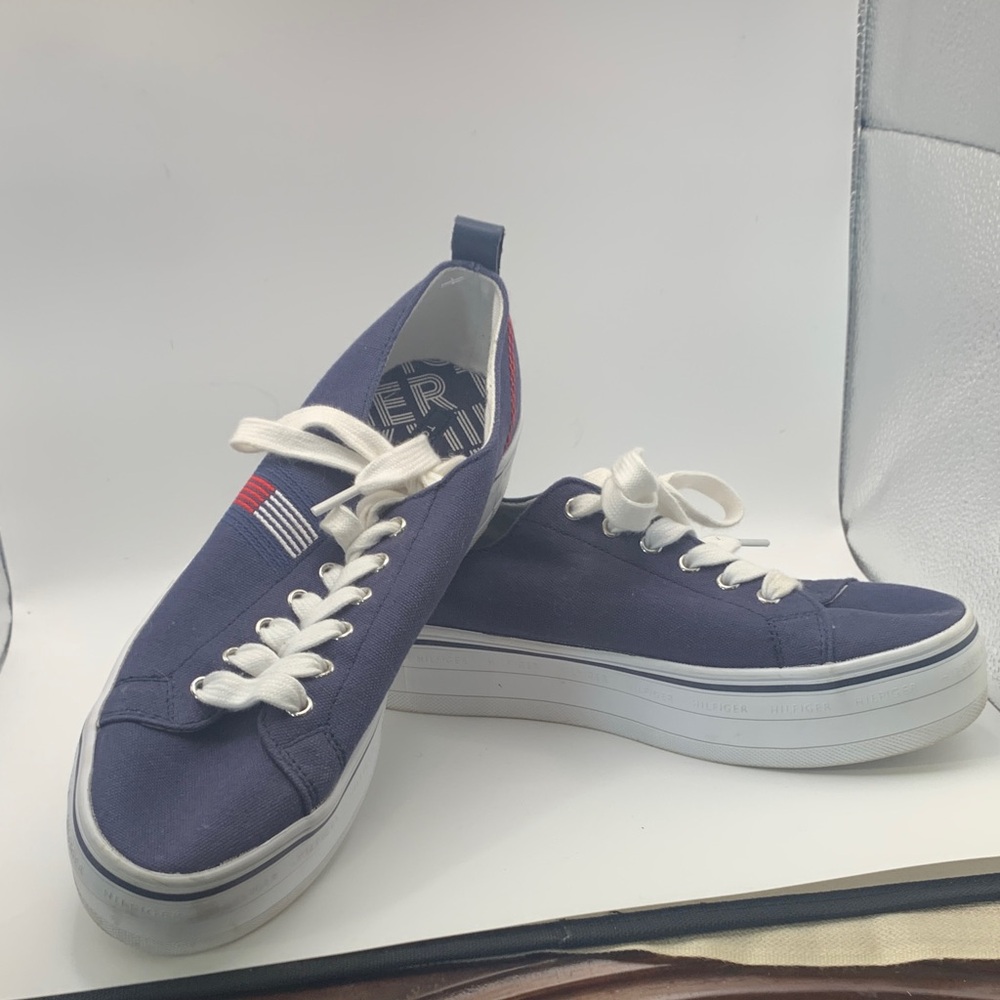 Tommy Hilfiger Navy and White Sneakers